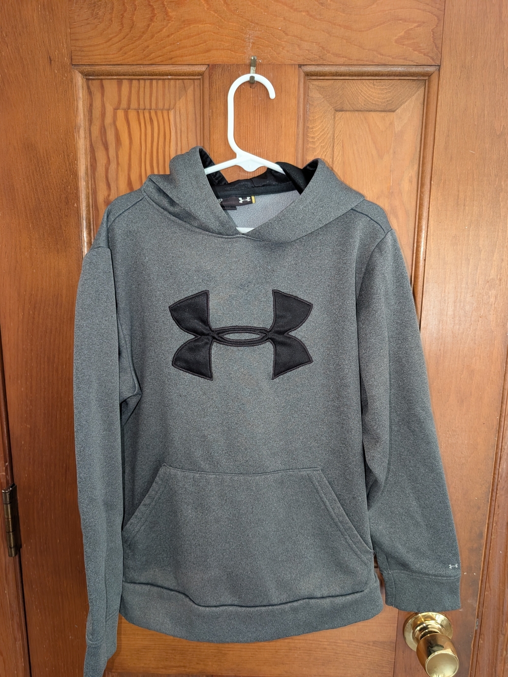 Under Armour Boys Gray Crewneck Hoodie with Black Logo
